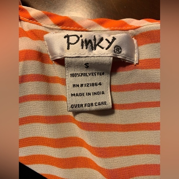 Pinky Brand Orange and White Striped Tank Size Small - Picture 3 of 5
